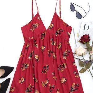 Floral red mini dress